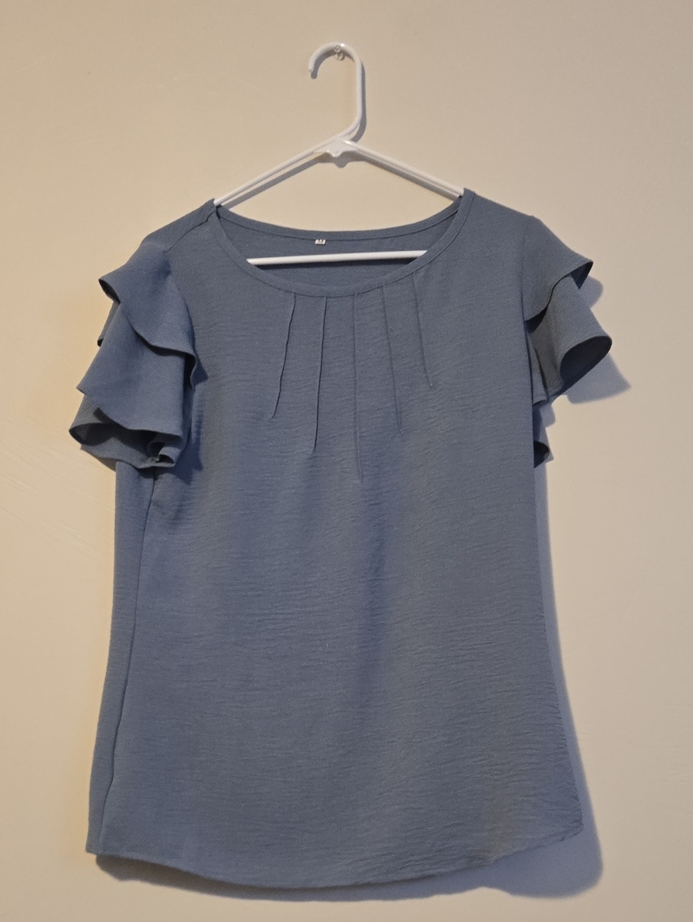 Ruffle Sleeve Blue Women's Blouse